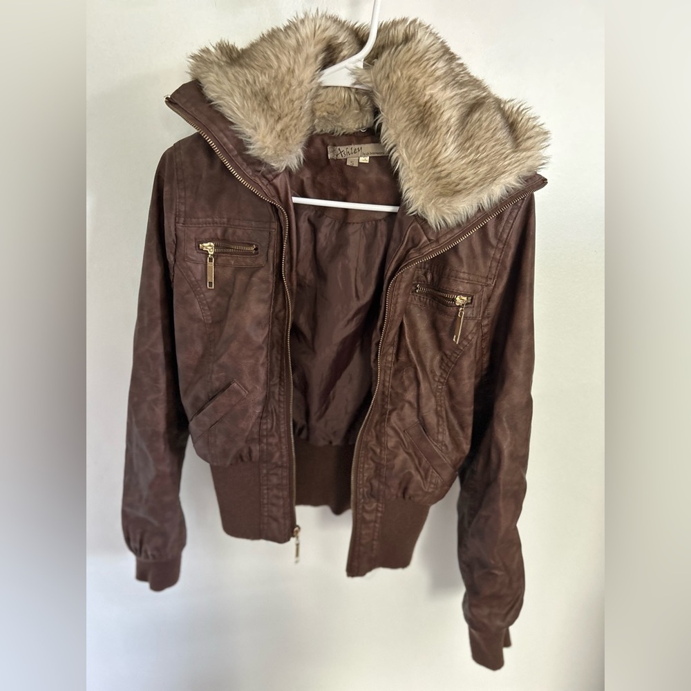 Brown faux leather jacket